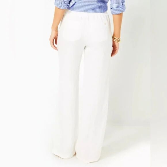 NWT Lilly Pulitzer 31" Deri Linen Palazzo Pant Size‎ XL in Resort White - Picture 4 of 8